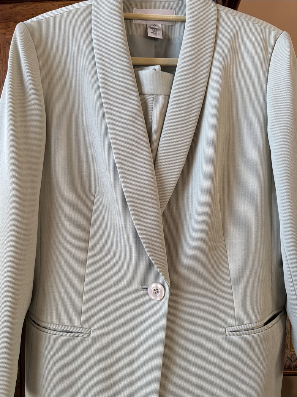 JonesNYPantSuit AS NewBeautifulMintcolorRibbed FabricLinedFlatFrontPantsSHARP 12